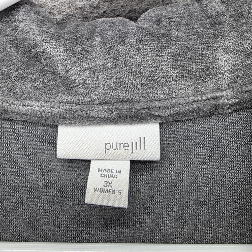 Pure Jill Top Womens 3X Plus Grey Cowl Neck Tunic Long Sleeve Pockets Soft - Picture 2 of 6